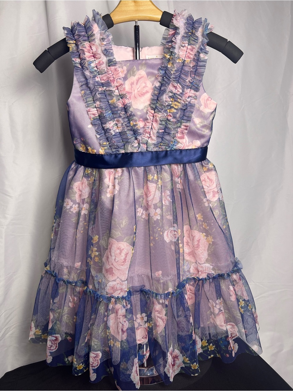 Kensie Girl Floral Printed Mesh Ruffle Party Dress - Size 8 (Great Condition!)
